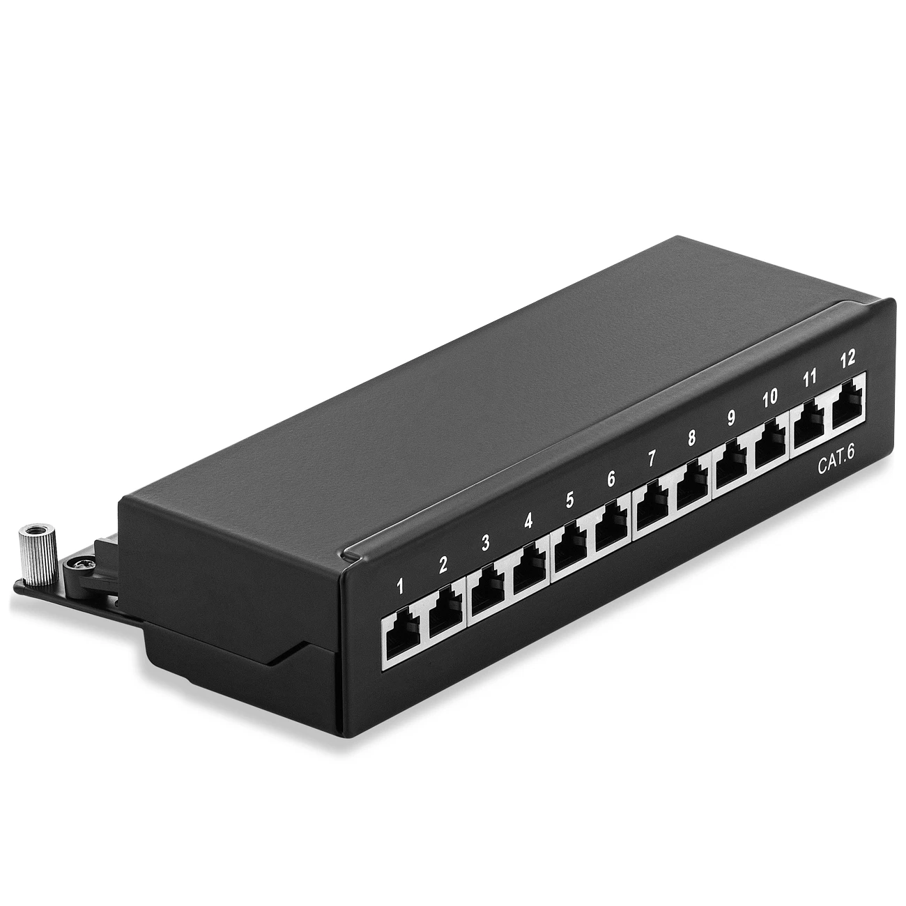 Linkwylan Mini Desktop CAT6A Cat6 8 12 Port Patch Panel Full Shielded Available For Wall Mounting (Incl Mounting Screws)