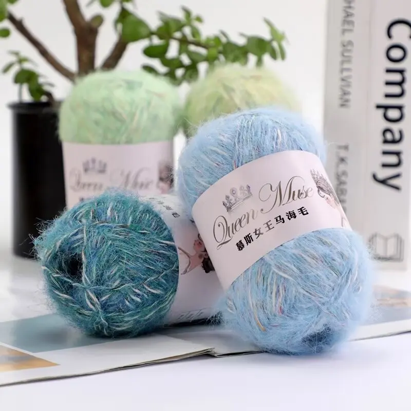 50 جرام/لفة الموهير غزل الصوف اضافية لينة الدافئة الشعر الطويل غرامة الطفل الصوف غزل الكروشيه للحياكة اليدوية وشاح قبعة سترة معطف