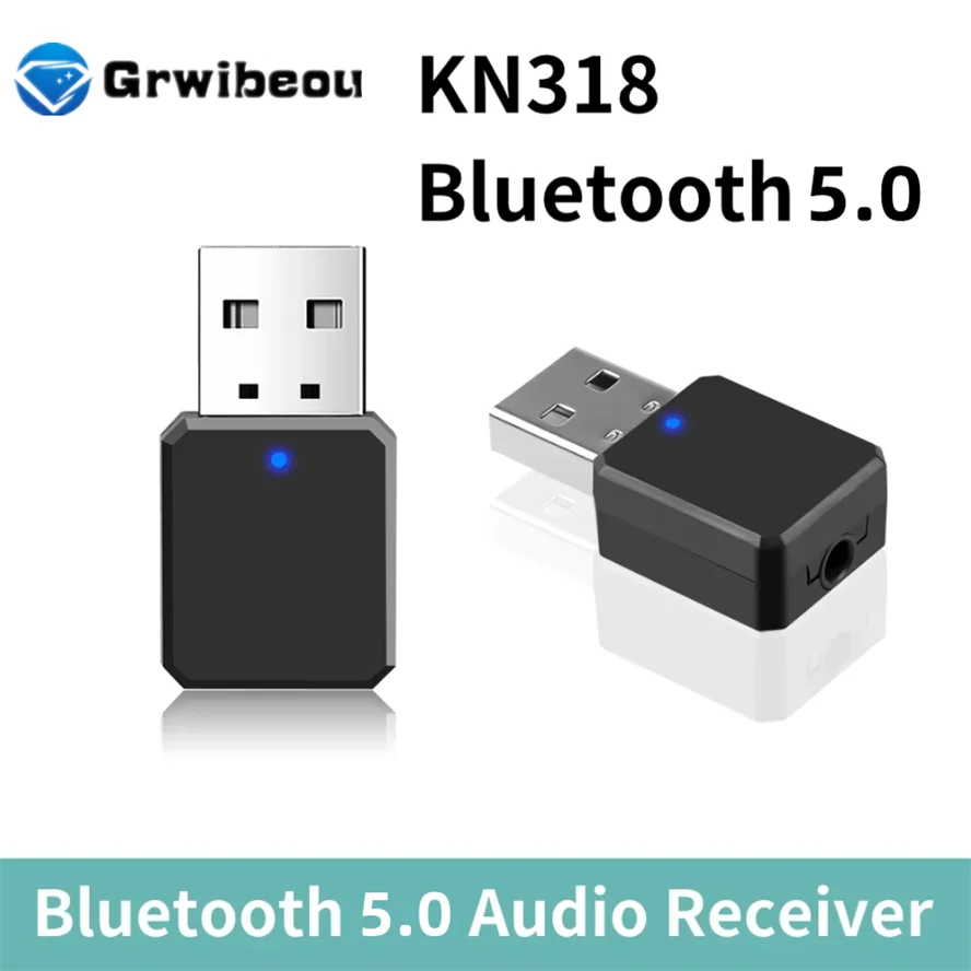 

KN318 Bluetooth 5.0 Audio Receiver Dual Output AUX USB Stereo Car Hands-free Call Wireless Adapter Video Receiver Audio Adapter