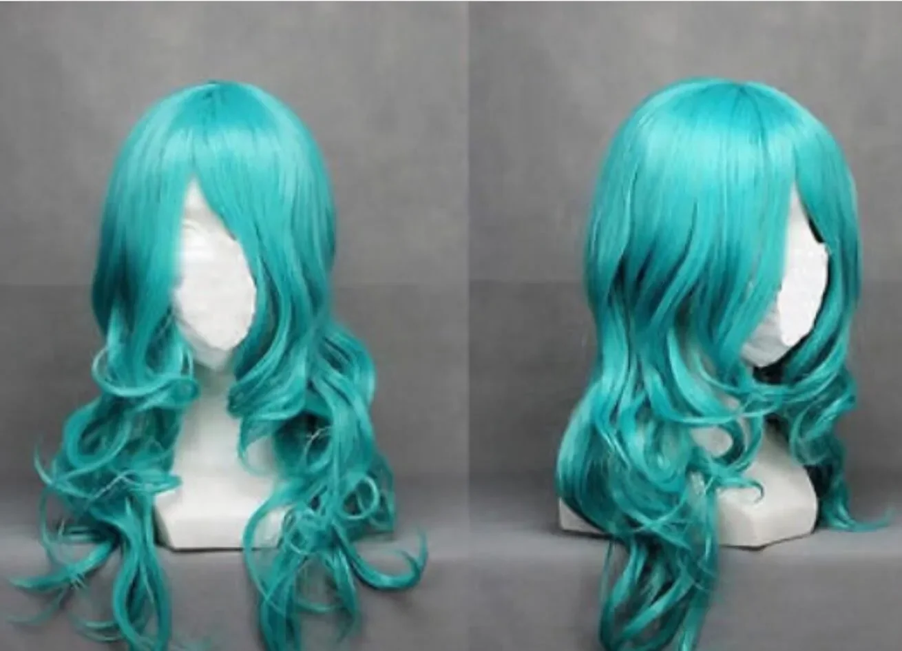 WIG  Sailor Moon Neptune Cyan Curly Wavy Long Anime Cosplay Wigs