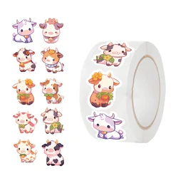 500PCS Cute Dairy Cow Roll Sticker Handbill Material Cute High Appearance Level Envelope Sealing Sticker Student Kawaii