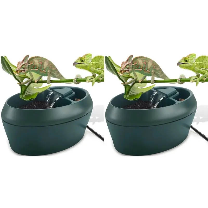CYCLI-2X Reptile Chameleon Cantina With Snacks Trough, Drinking Fountain Water Dripper For Amphibians Insects Lizard US Plug