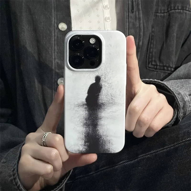 أحادية اللون الحد الأدنى مجردة الفن رجل في المياه صورة ظلية جراب هاتف آيفون 17 16 15 14 11 12 13 برو ماكس الهواء زائد غطاء #1