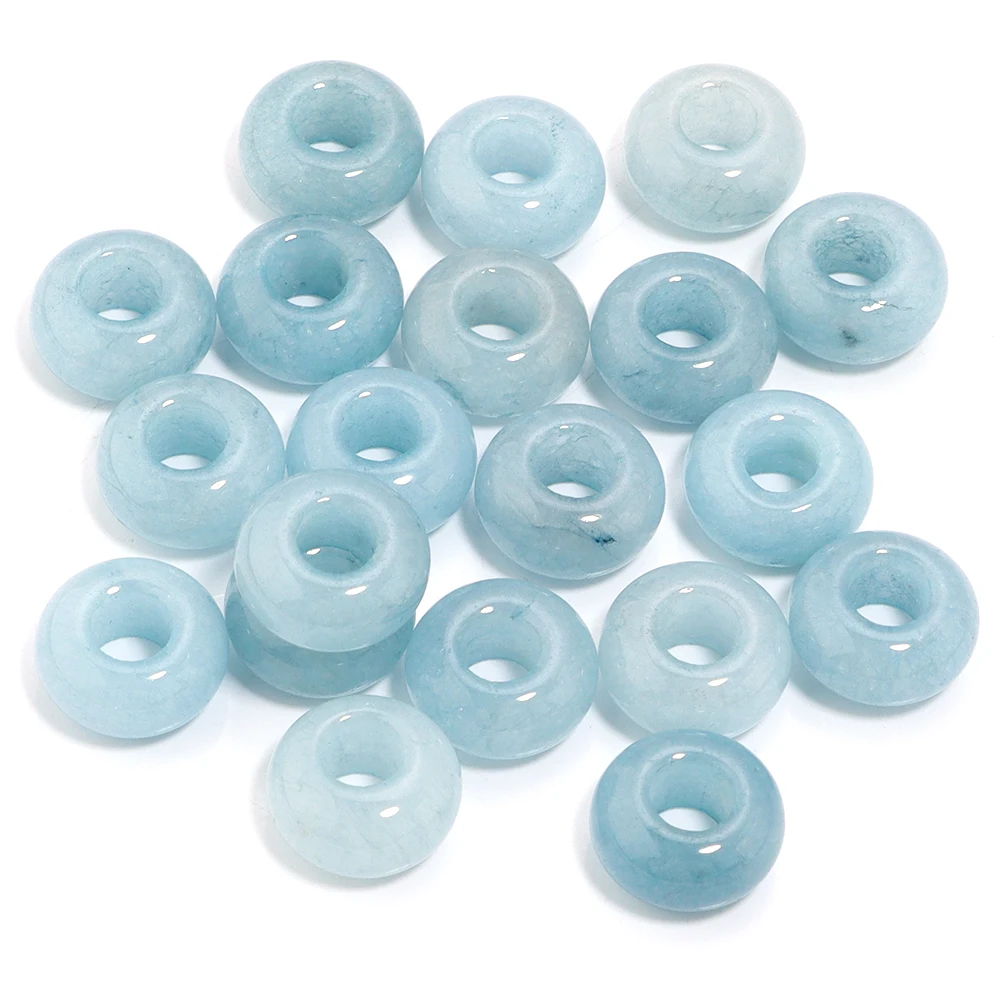 6 stks 14x8mm Natuursteen Kralen Amethist Tijgeroog Agaat Jade Abacus Vorm Big Hole Losse Kralen voor Sieraden Maken DIY Armbanden