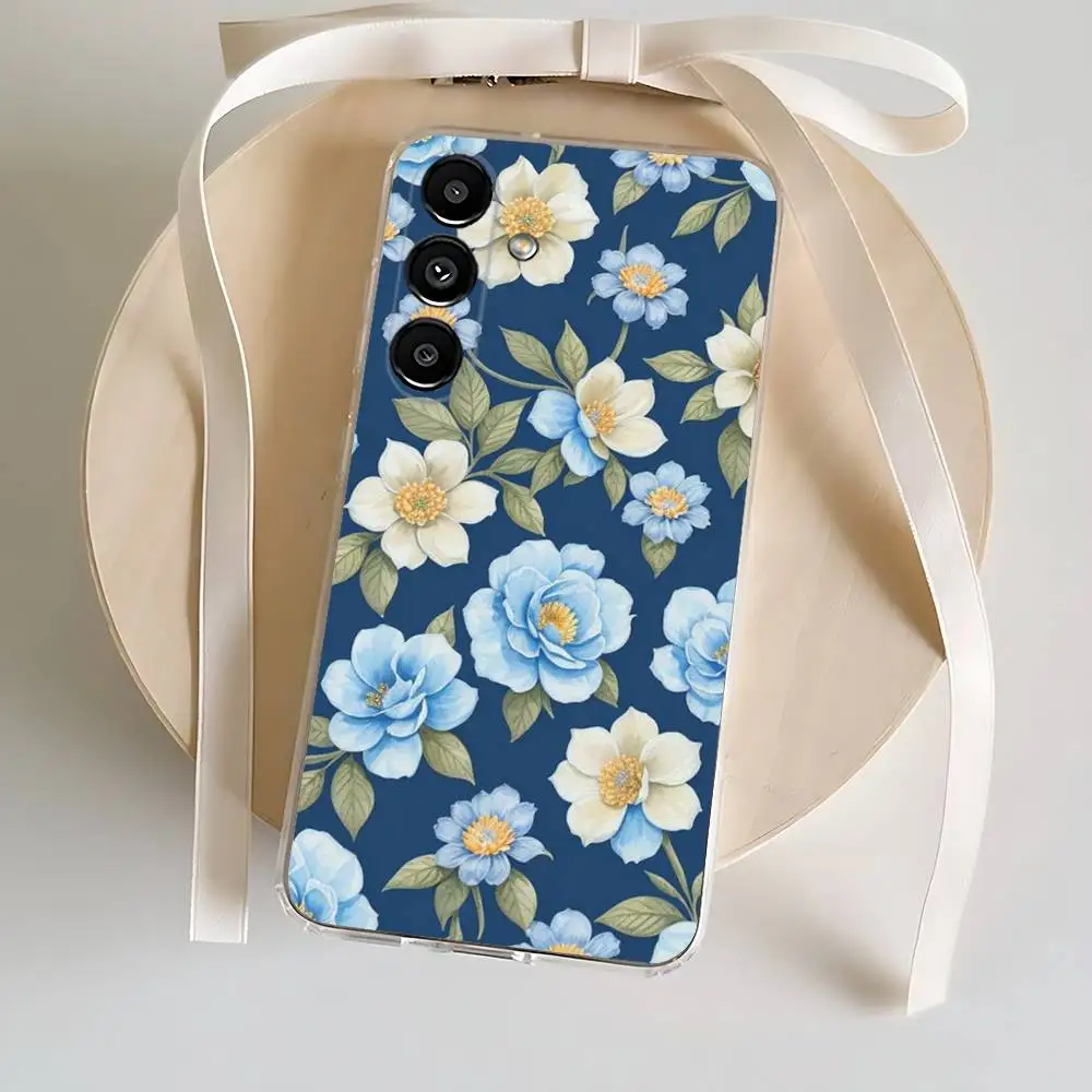Custodia per telefono con motivi floreali vintage per Samsung S24,30,21,22,23,20 FE,lite,PIus,Ultra,5G,Nota,9.10 Cover trasparente