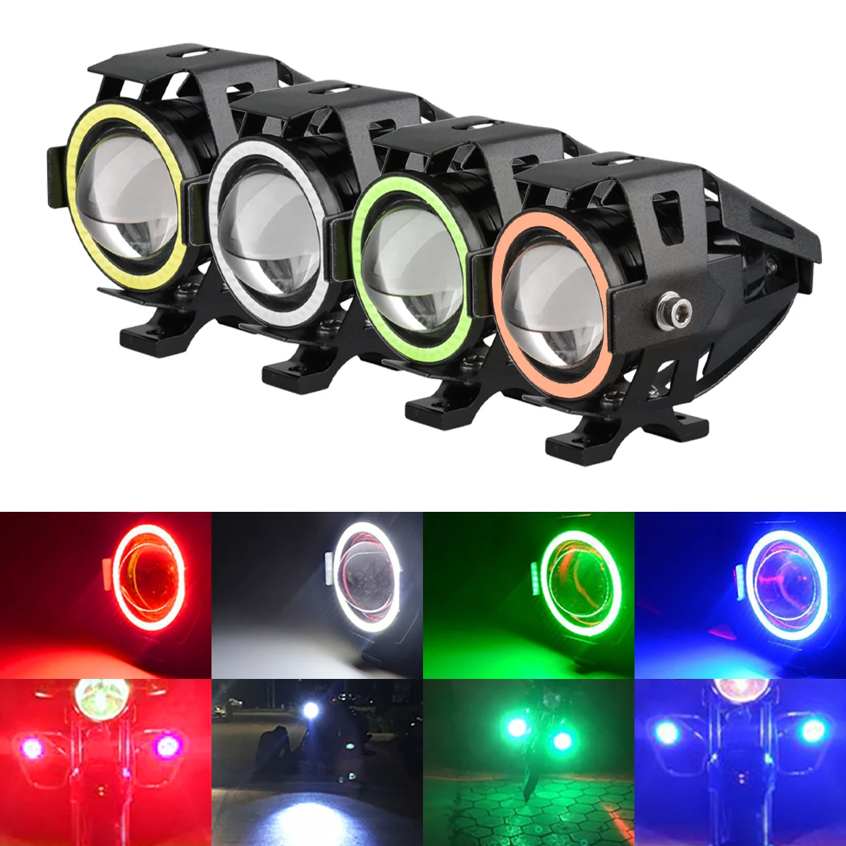 1pc LED Auxiliary Motorcycle Headlight Universal U7 Mini Spo