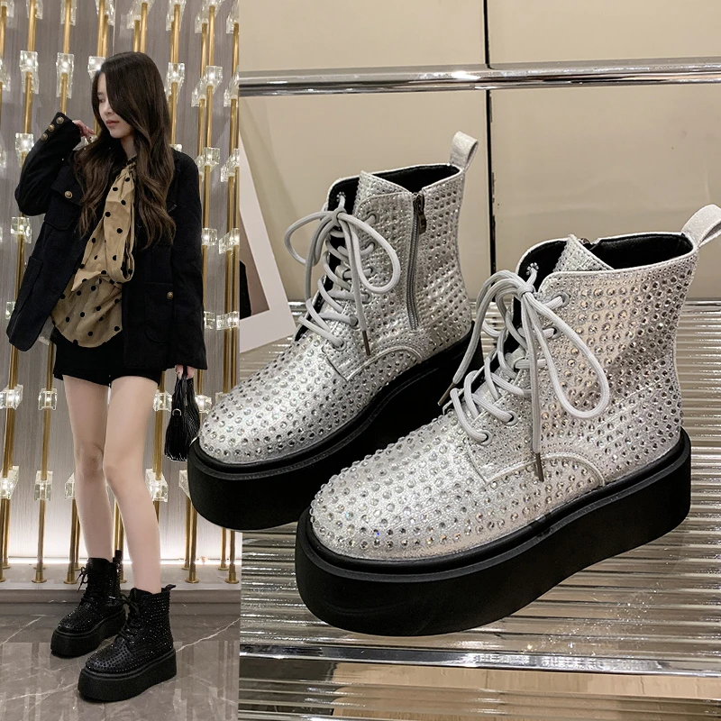 Buty damskie Hot Luxury Thick Sole Chelsea Boots Women Flat Casual Boots Wysokiej jakości modne buty dla kobiet Zapatos De Mujer