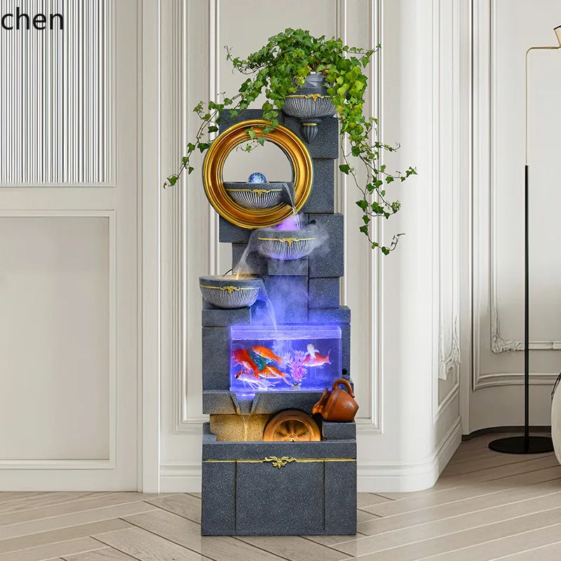 PYH Cross-Border Simple Rockery Water Fountain Humidifier Feng Shui Wheel Fish Tank Entrance Small Ornament - view 4