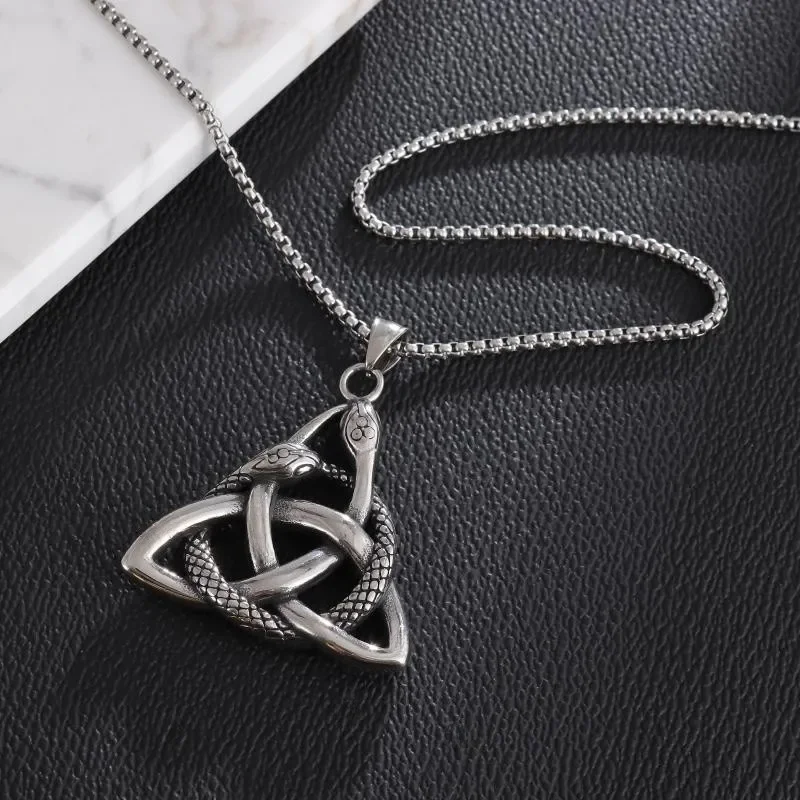 Fashion Personality Creative Design Winding Snake Pendant Necklace for Men Domineering Trend Punk Rock Party Jewelry