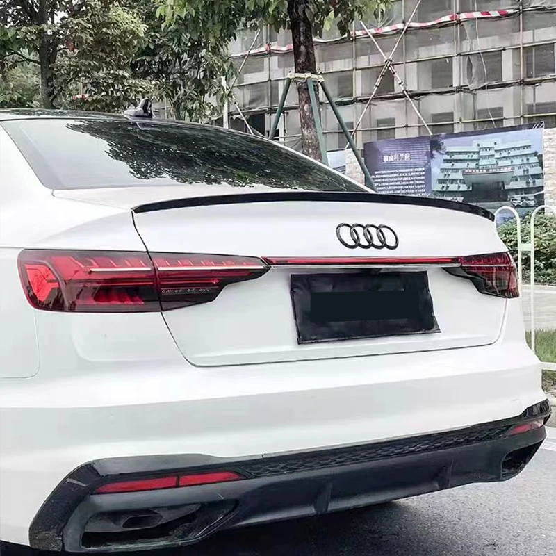 Dla Audi A4 S4 B9 B9.5 Sedan 2017-2024 Tylny spojler bagażnika Błyszczący czarny styl S Samochód Tylna osłona bagażnika Spoiler Skrzydło Bodykit