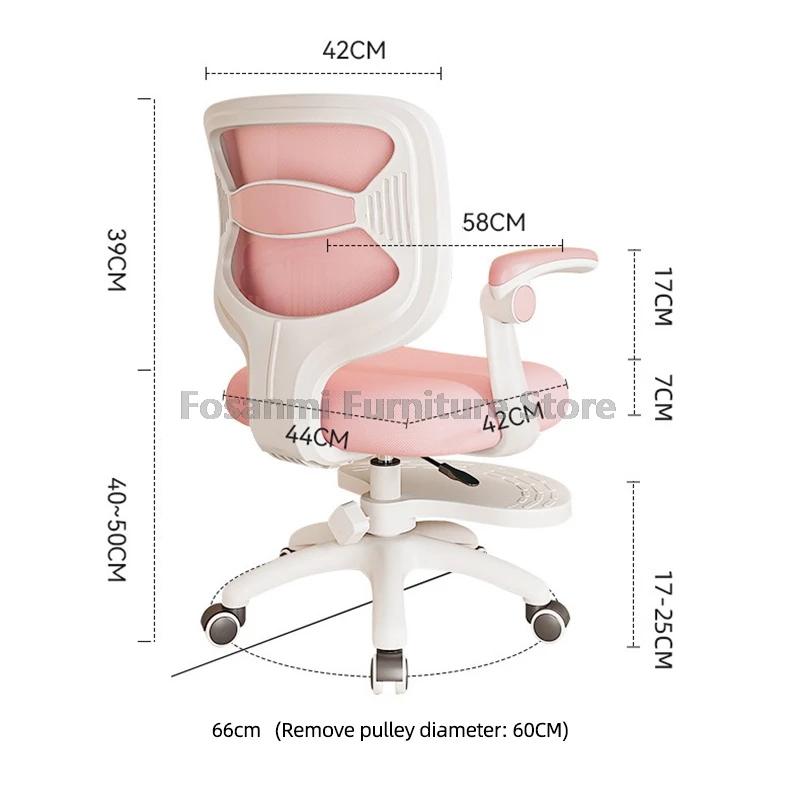 Ergonomic Mesh Chair with Footrest for Kids Adjustable Children Study Chair Home Writing Computer Chairs with Lockable Wheels