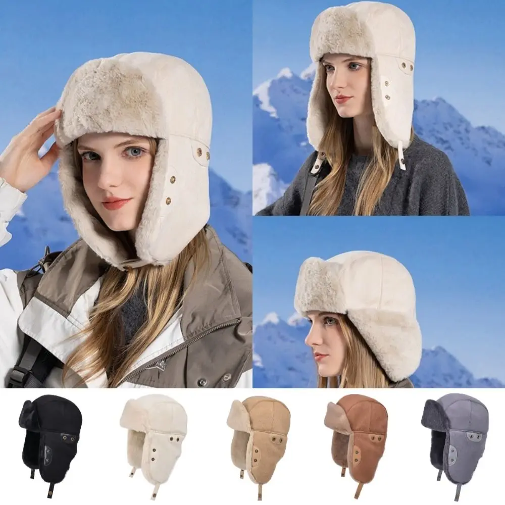 Cute Velvet Winter Hat Thick Windproof Ear Protection Cover Face Enhancing Warm Brimless Cap Head