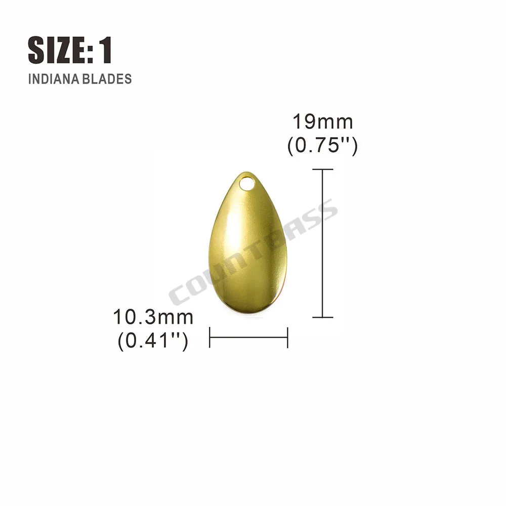 COUNTBASS 50 Stück Größe 00–8 Indiana Spinner Blades glattes Muster Nickel- und Gold-Finish, DIY Spinner Walleye Rigs Angelköder – Detail 9