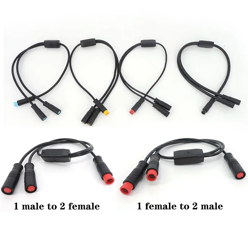 M8 1 female male to 2 female male 2/3/4/5/6pin Ebike DC splitter sensor Connector Julet Cable waterproof Electric Bicycle Plug