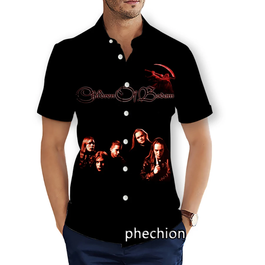 phechion Mens Short Sleeve Beach Shirts Children of Bodom 3D Print Casual Shirts Fashion Streetwear Men Tops X265