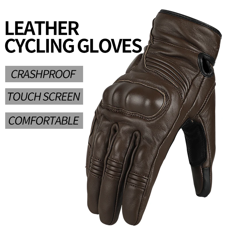 

Four Season Windproof Motorcycle Genuine Leather Anti Drop Gloves Men Summer Cowhide Retro Rider Equipment Sheepskin Gloves