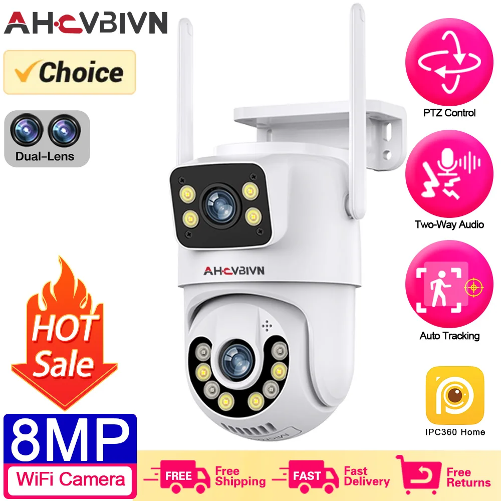 

4K 8MP Wifi PTZ Camera Outdoor 4MP Dual Lens Dual Screen Auto Tracking IP Camera CCTV Audio Video Surveillance P2P IPC360 Home