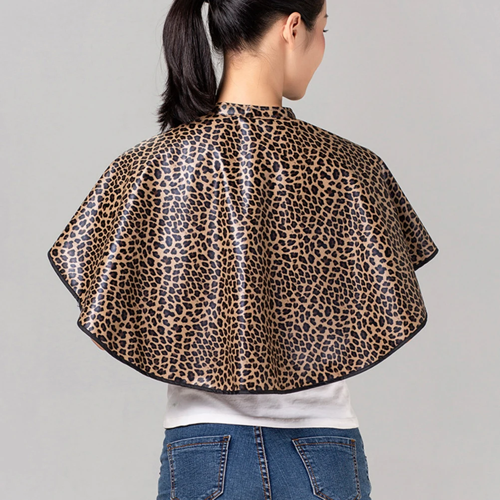

Leopard Print Waterproof Hairdressing Cloth Oil Treatment Apron Salon Cape Short Durable Material Easy Dry