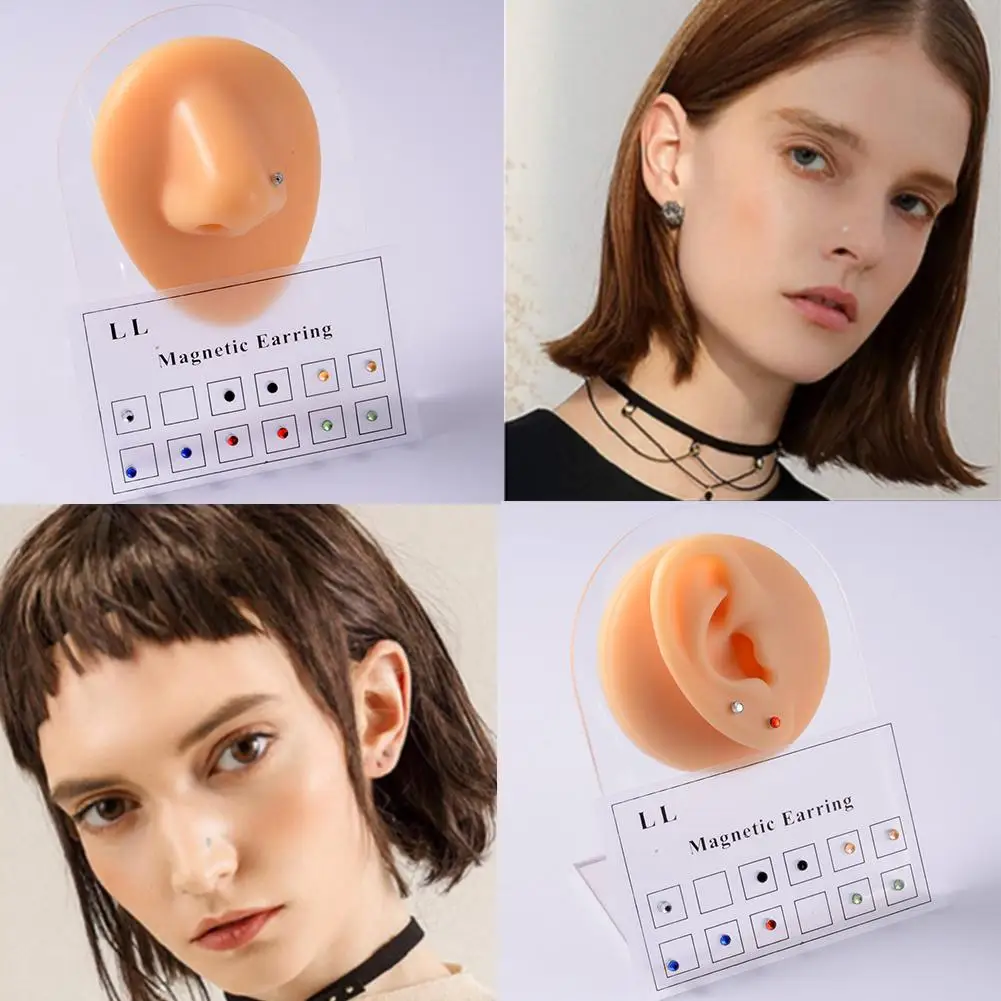1 قطعة المغناطيسي وهمية الغشاش غير مثقوب المغناطيس الأذن الزنمة الغضروف الشفاه Labret مسمار الأنف مجوهرات القرط هدايا عيد الميلاد