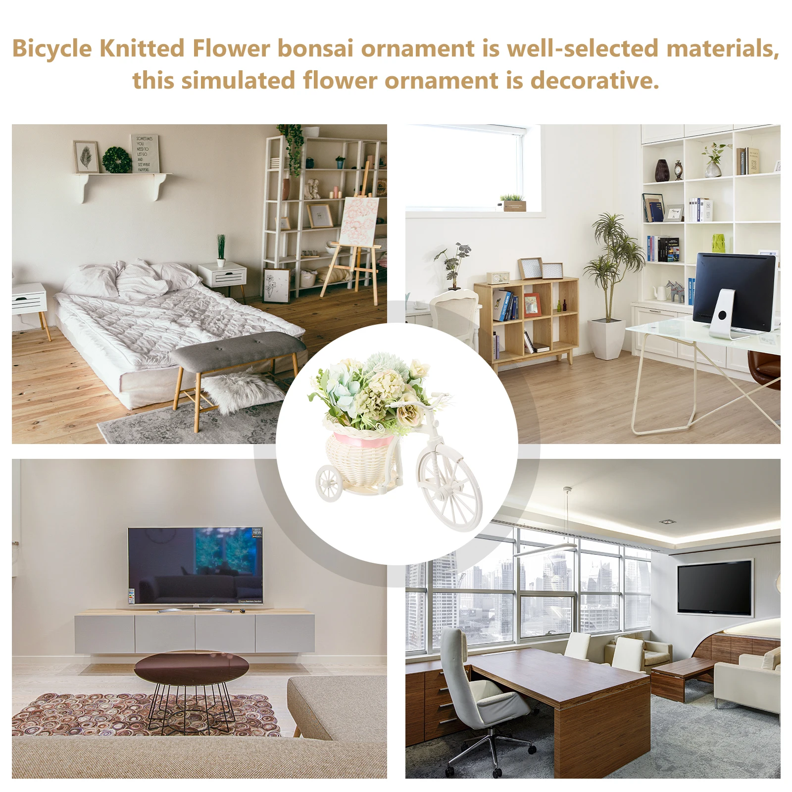 

Simulation Flower Bonsai with Bicycle Holder Realistic Hydrangea Decor for Wedding Party Table Centerpiece Fake Floral