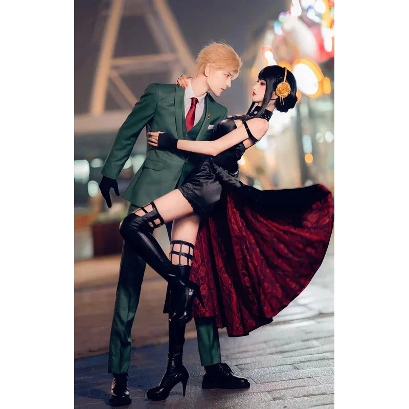 2025 yiyi anime espião x família cosplay traje yor vestido sexy loid forger terno verde claro anya kawaii roupa carnaval parte