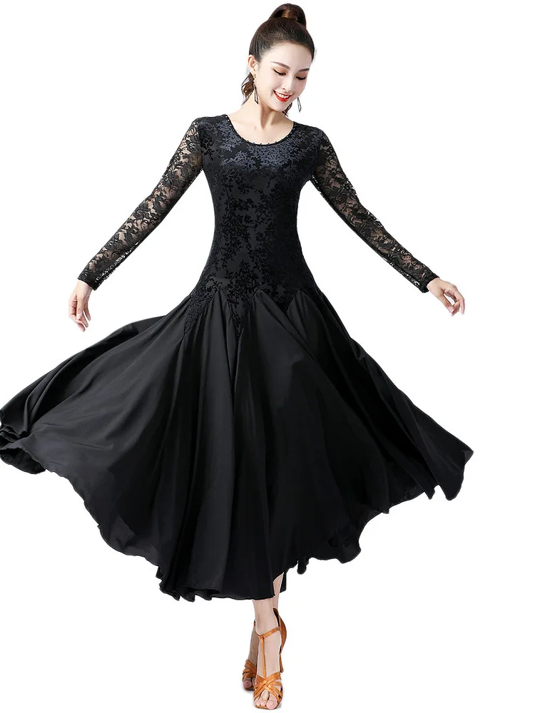 High Quality Ballroom Dance Dress Women Performance Wear Dresses Modern Standard Tango Waltz Dress Short Sleeves