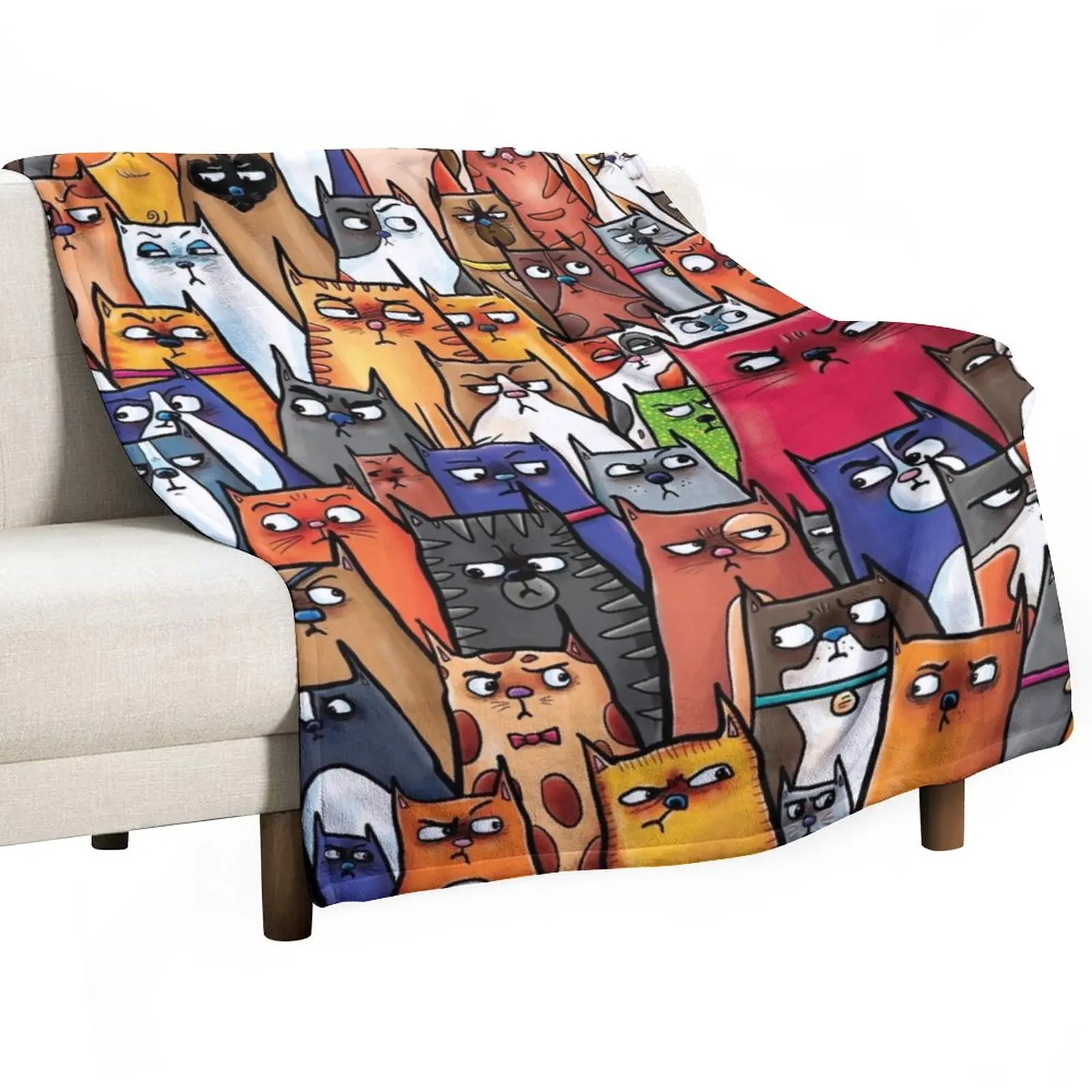 

Suspicious Kitties Throw Blanket Blankets Sofas Of Decoration Thermal Blanket Decorative Sofa Blankets