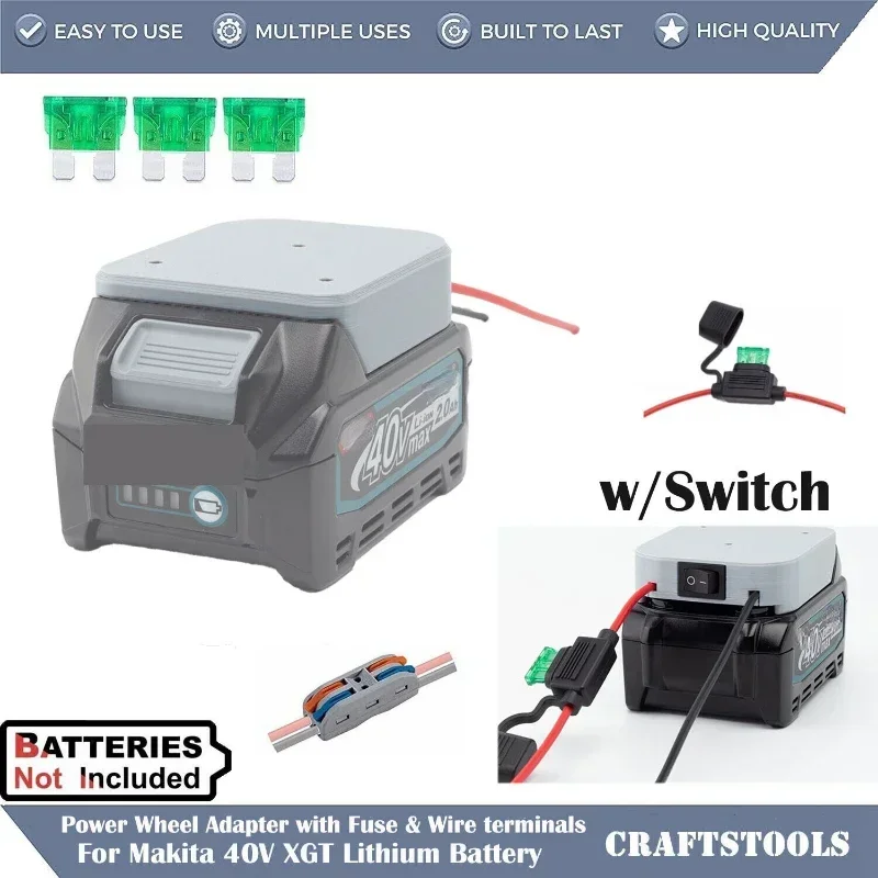 Power Wheels Adaptador para Makita Li-ion Bateria Power Mount Connector Faça Você Mesmo Adaptador Dock Holder Ferramenta Elétrica 14awg 40v 2.0ah