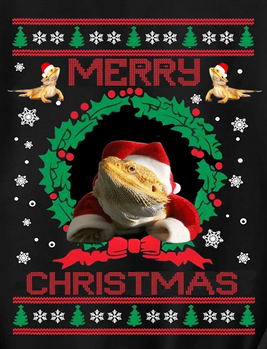 

Bearded Dragon Ugly Christmas Sweater Xmas Gift T-Shirt 100% Cotton O-Neck Short Sleeve Casual Mens T-shirt Size S-3XL