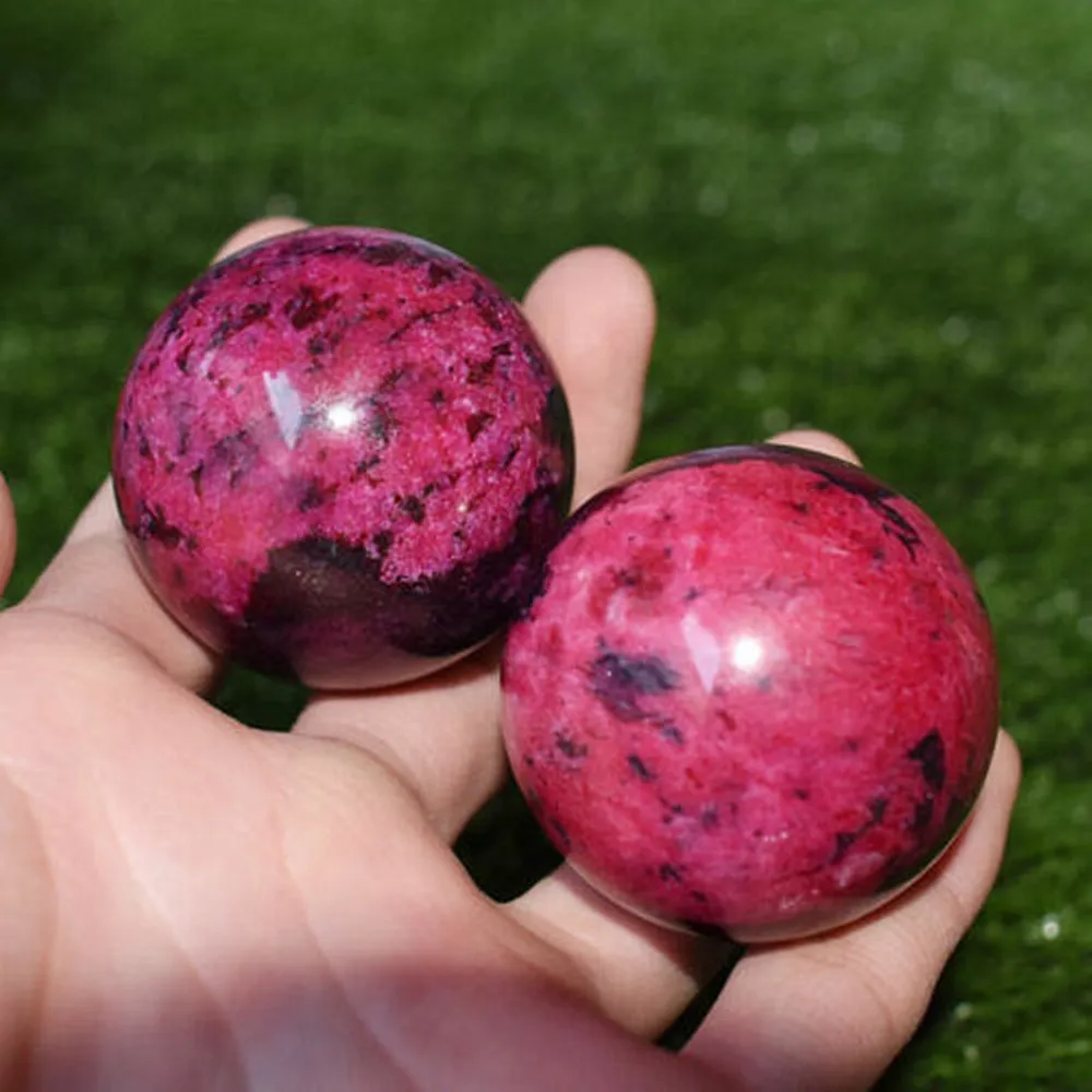 

Natural Peach Blossom Stone Jade Ball Onl Crystal Sphere Healing 50-55MM