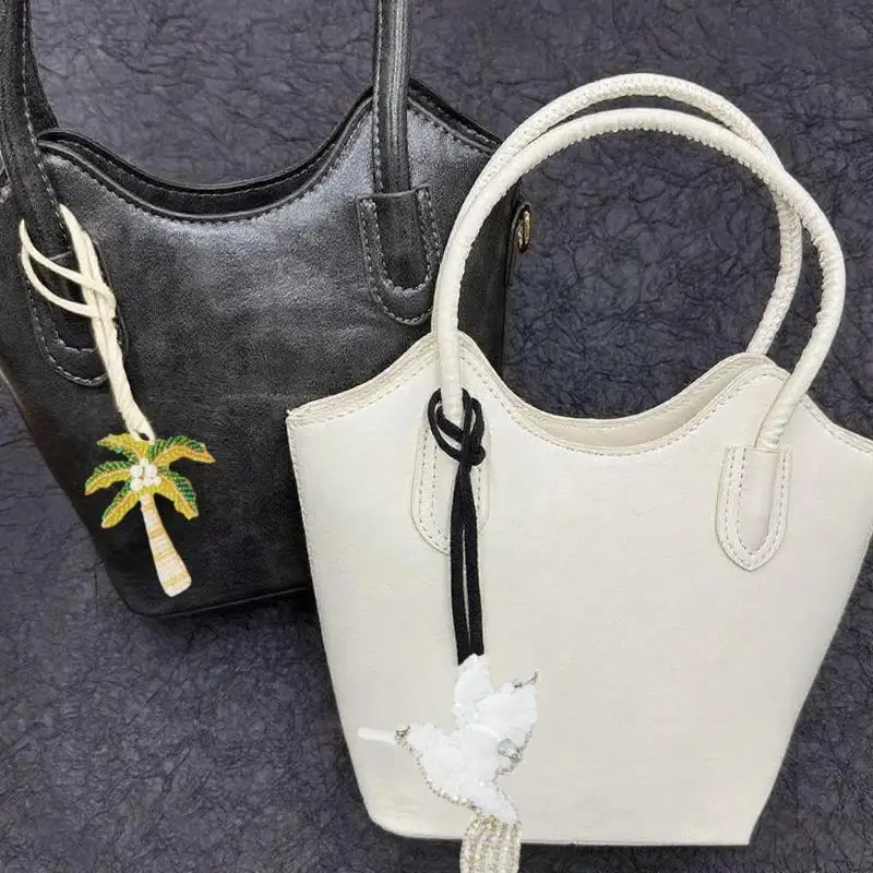 

Handmade Beaded Coconut Tree Starfish Seashell Pendant Decor Bag Charm Keychain Bag Lanyard Applique Patch DIY Accessories