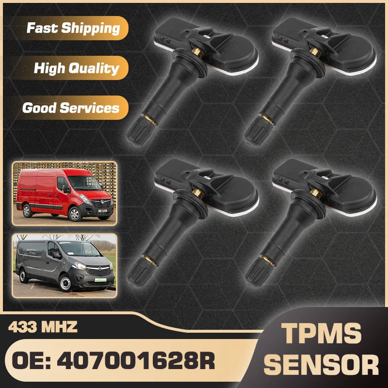 Tire Pressure Monitor Sensor TPMS 407001628R For Opel Movano B X62 2009-2020 Opel Vivaro B X82/X83 2014-2019 407009322R 433 MHz