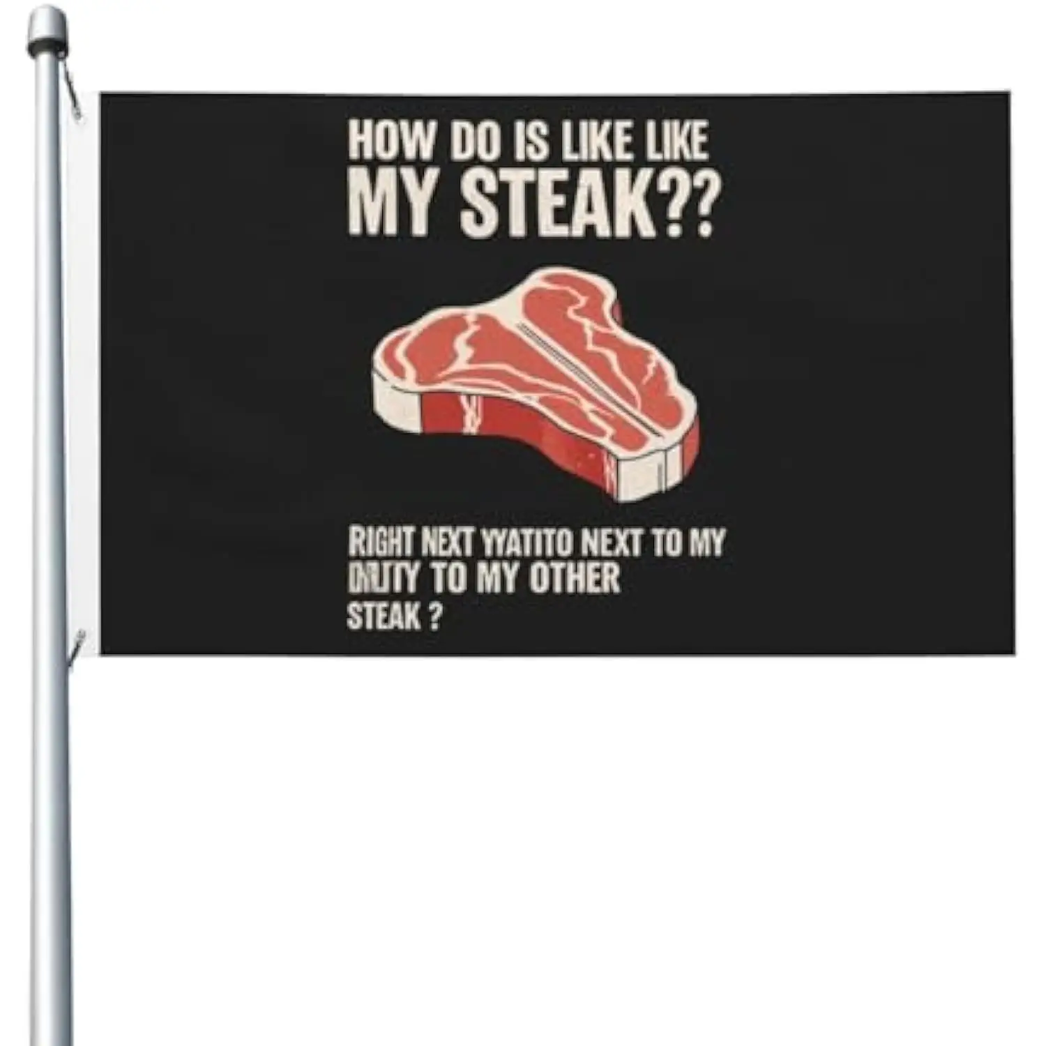 Bandera de poliéster divertida con diseño de carne asada, 3x5 pies y 4x6 pies, tapiz decorativo de pared para habitación de niños, de una sola cara