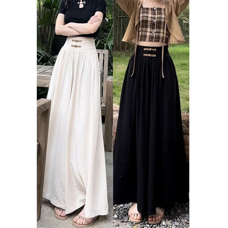 

Drape wide-leg pants, 2024 spring trousers, summer thin new Chinese buckles, national style design, loose casual pants