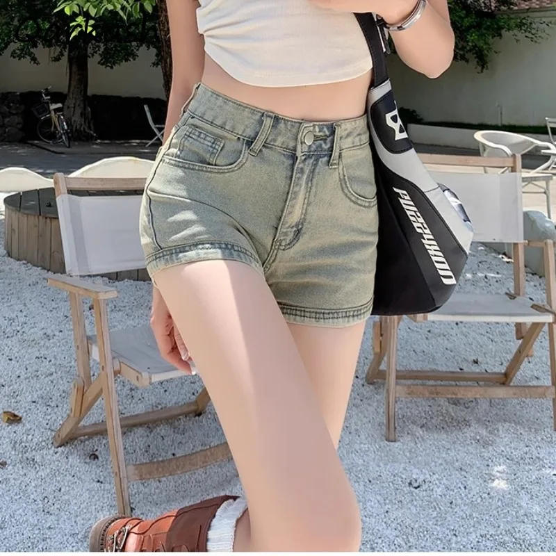 女性の夏のストリート韓国ファッションストレートレトロデニムパンツ人気のハイウエストホットガール気質レジャー