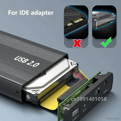 전원 공급 장치가 있는 외부 금속 케이스 하드 드라이브 박스, 3.5 2.5 인치 IDE HDD SSD, USB-IDE HD 