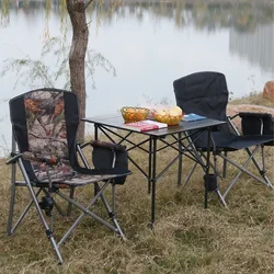 Outdoor Portable Large Armchair Camping Director Chair Backrest Comfortable Fishing Chair Beach Chair Stainless Steel Material