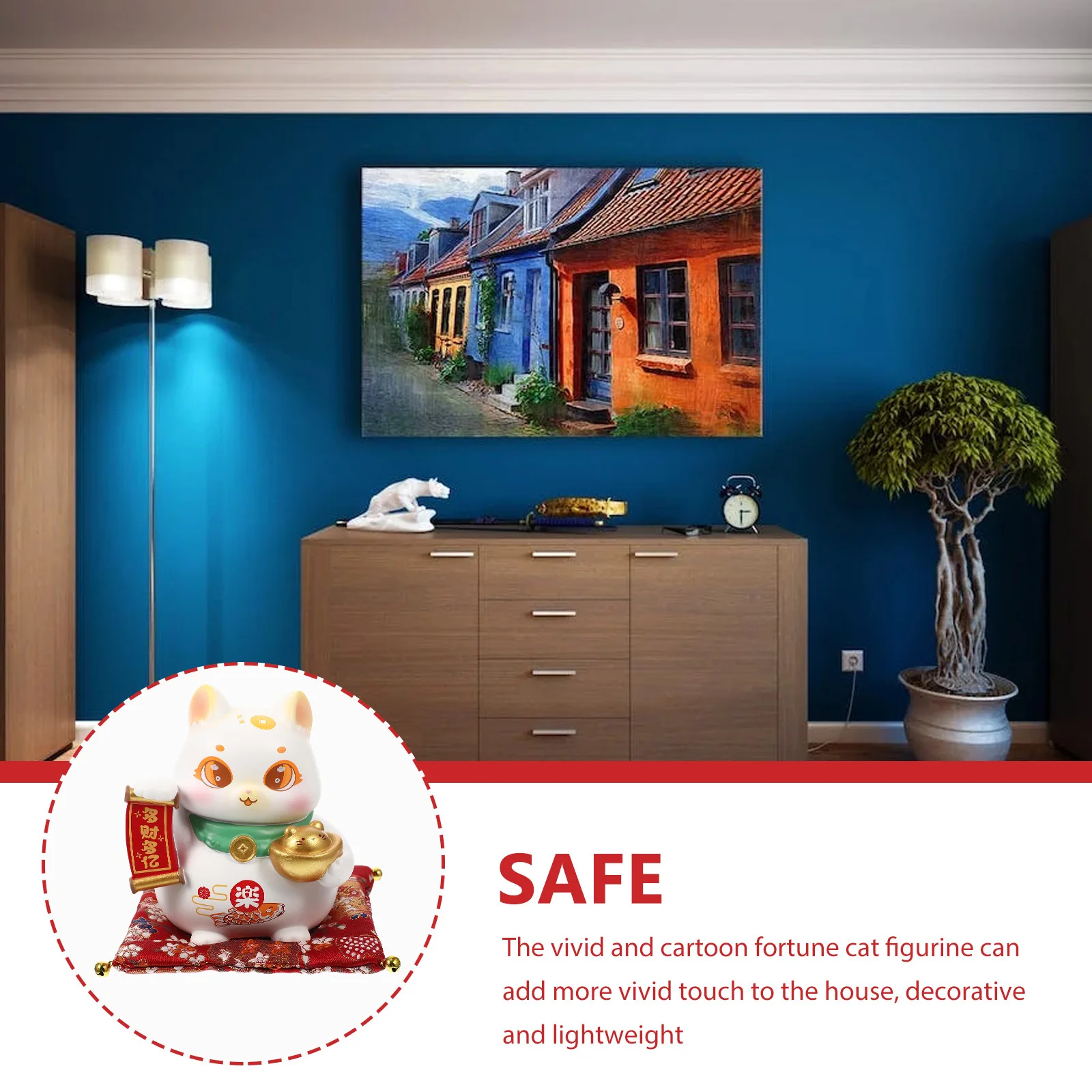 

Resin Craft Fortune Cat Desktop Decor Cartoon Art Resin Statues Home Bookshelf Car Ornament Gift Lucky Cat Desktop Decoration