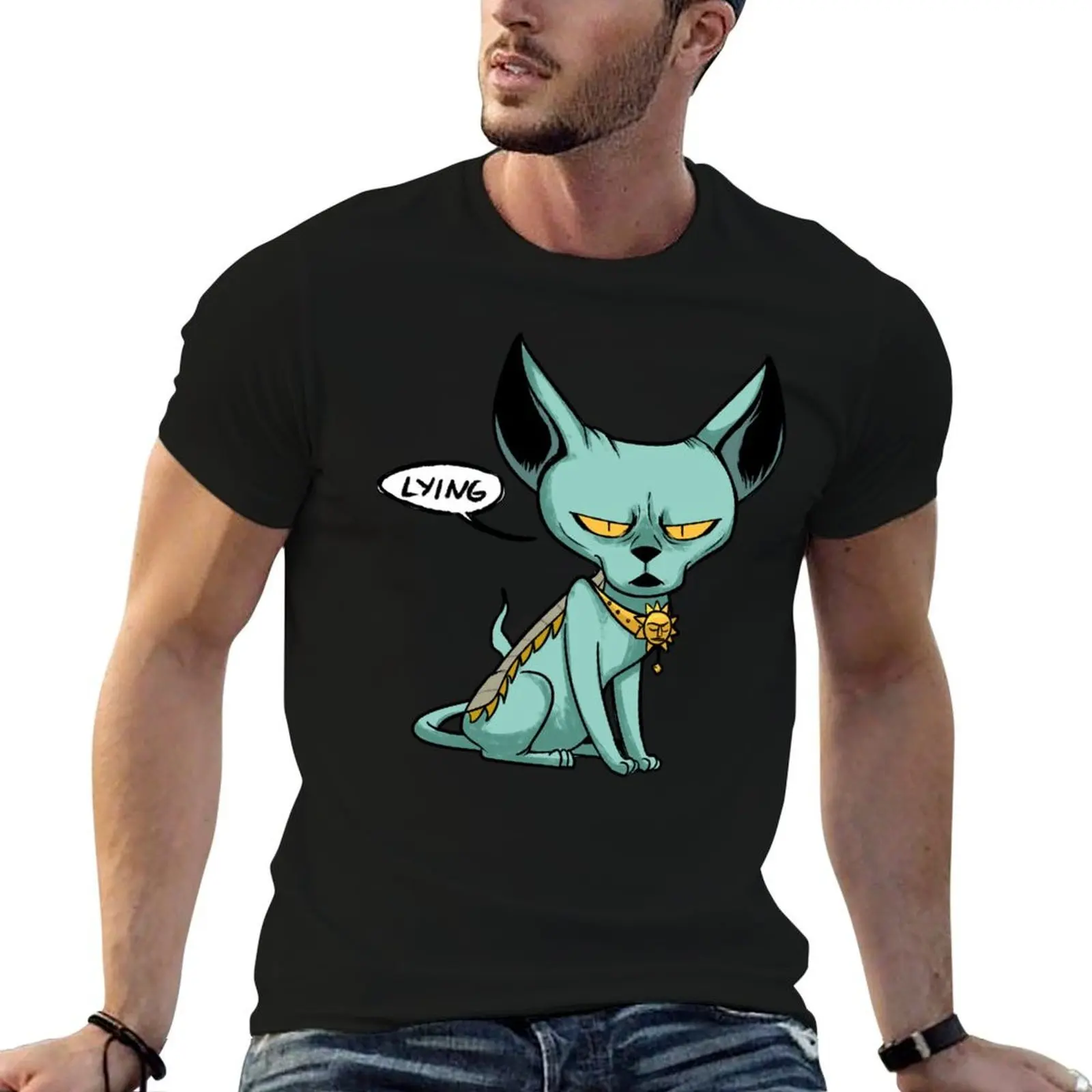 Lying Cat T-Shirt t shirts for man cotton t shirt custom print man t shirts for men T-shirt