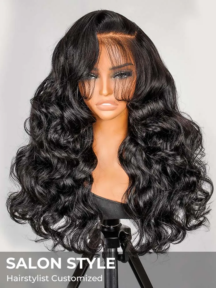 Alipearl Hair Salon Style-Glueless Bouncy Wavy 6*8 Lace Front Wig Human Hair Side Part Ready To Go Wigs With Drawstring