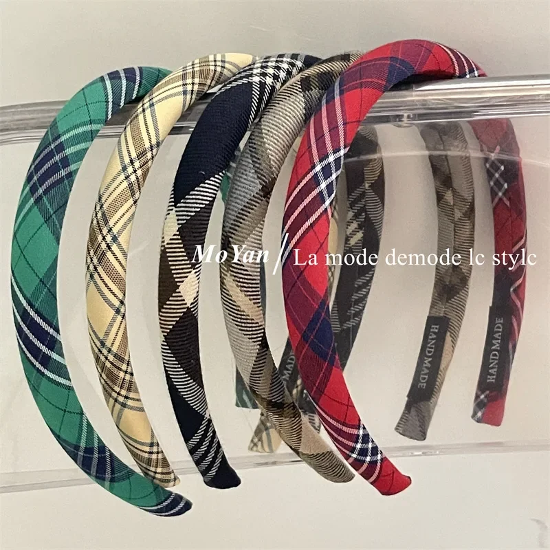 

Plaid Hair Bands Academic style Academic style Headband Cotton Cloth Hair Hoops for Girls and Women Hair Accessories