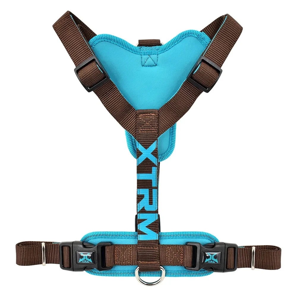 Arnés Nayeco X-TRM Cronos Neon Flash Marrón y azul - Acolchado en H para mayor comodidad y seguridad