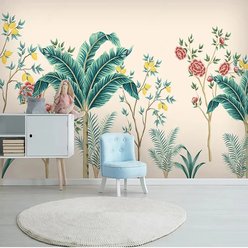 

Custom Mural Wall Cloth Retro Plant Branches Flowers Birds Photo Wallpapers Study Restaurant Backdrop Decor Wall Covering Fresco