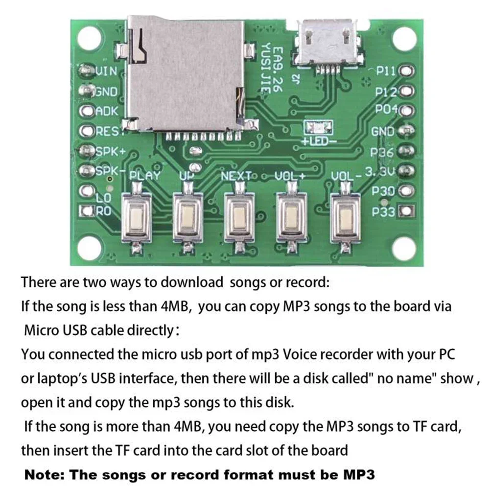 Nowy zestaw do odtwarzania głosu muzyki MP3 Moduł nagrywania dźwięku z czujnikiem podczerwieni PIR Obsługa ładowania USB Karta TF DIY Sklep Welcomer