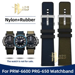 24mm Nylon Rubber Watchband For Men For Casio Protrek Series PRG-600/650Y/PRW-6600 Outdoor Mountaineering Watch Strap Waterproof