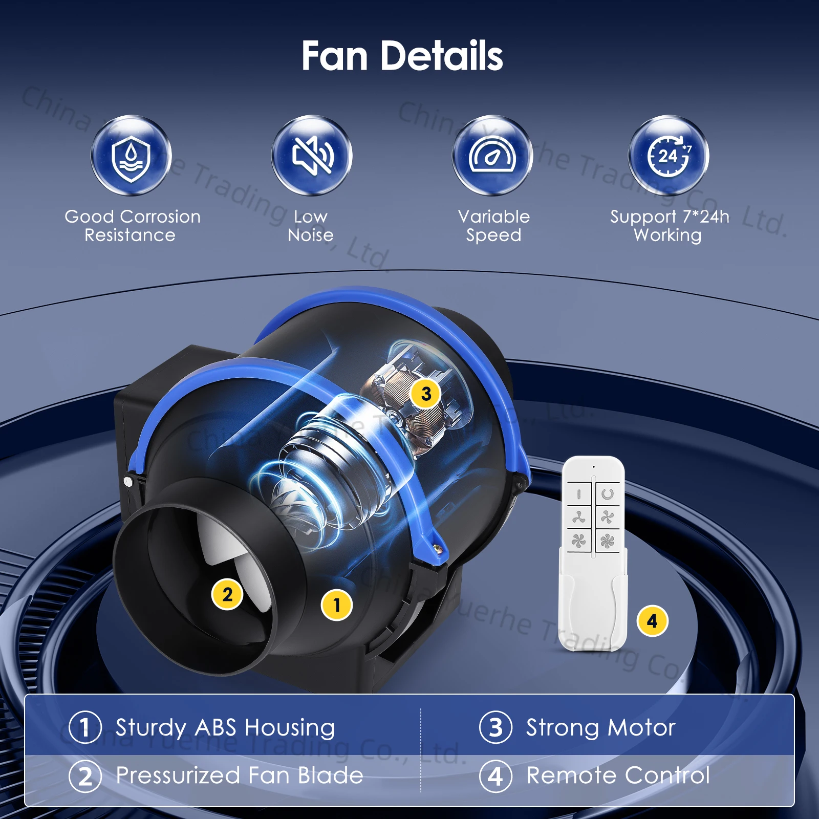 

Variable Speed Inline Duct Fan Pipe Exhaust Fan 100/150 mm Low Noise Air Ventilator Extractor Bathroom Toilet Wall Fan Duct