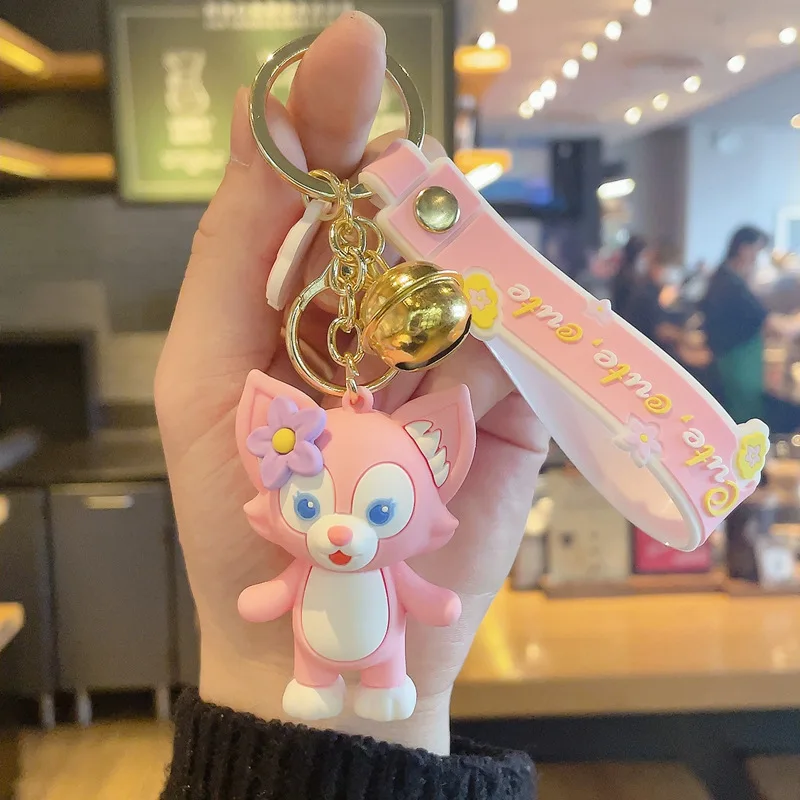 Disney Cartoon Fox Linabell Dolls Keychain Cute Epoxy Lina Bell Figurine Key Chain Girls Gifts Pendant for Bag Backpack Car