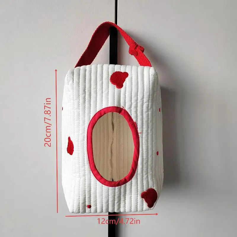 【Simple Portable Fabric Tissue Box Car Hanging Wet Wipes Case Storage Pouch Multifunctional Paper Holder Napkin Organizer】 view 6