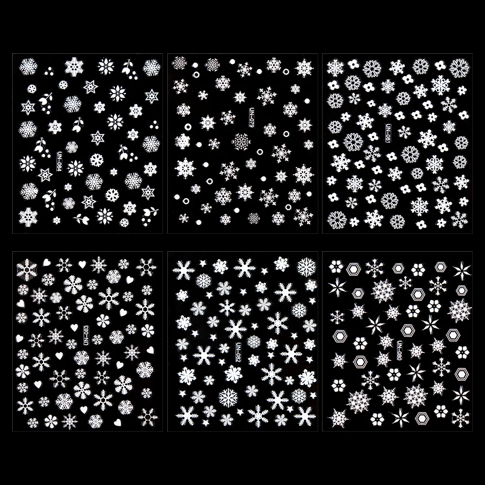 30 Sheets Christmas Nail Art Stickers Self Adhesive 3D White Snowflake Nail Decals Xmas Nail Supplies Christmas Manicure Sliders