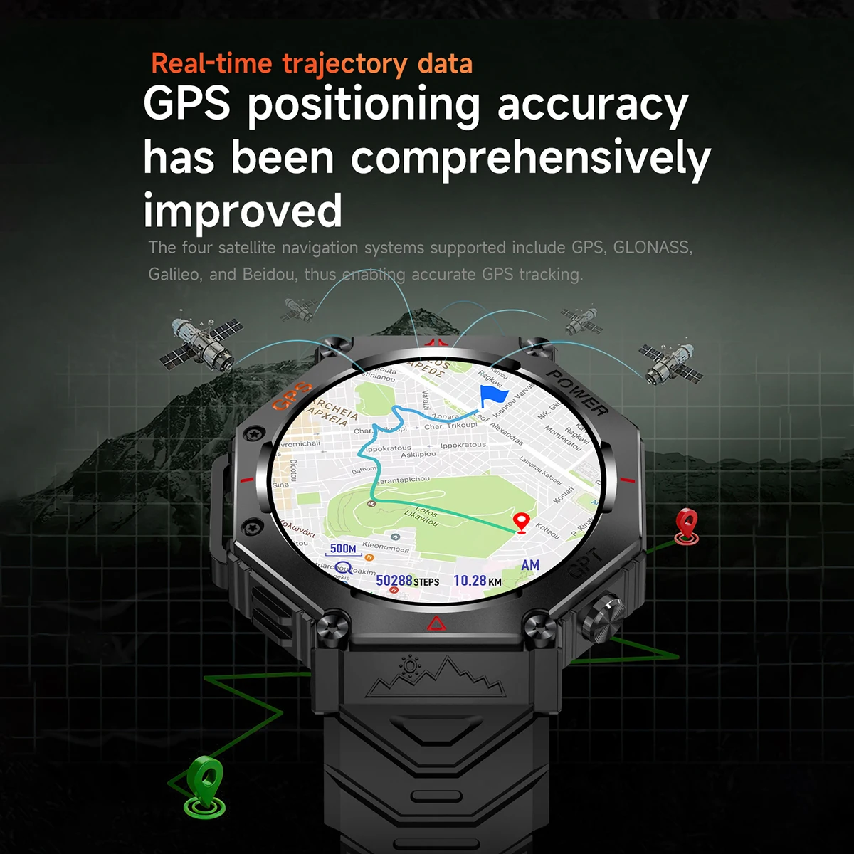Rainbuvvy KC91 GPS 스마트 시계 AI GPT 1.39 인치 디스플레이는 GLONASS BDS Galileo NAVIC QZSS 3ATM 방수 Smartwatch를 지원합니다.